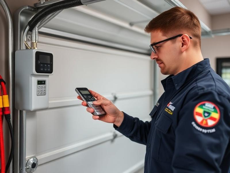 Hudson Garage Doors professional technician programming garage door remote in Hudson FL